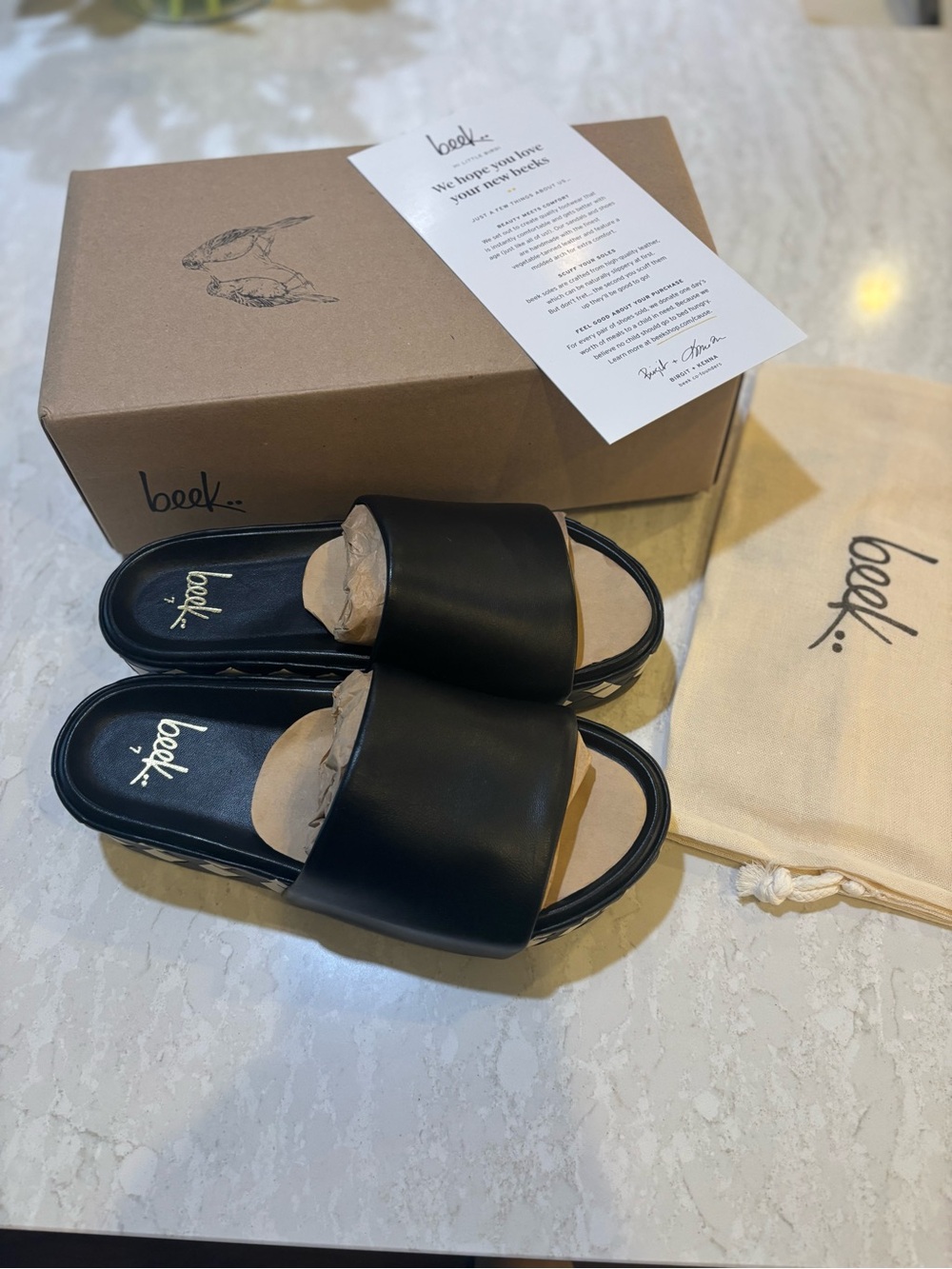 beek Albatross Platform black & white checker sandal Slides - Picture 9 of 10